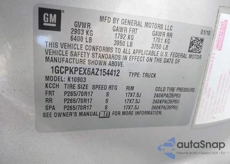 2010 Chevrolet Silverado 1500 Work Truck from USA, damaged, VIN 1GCPKPEX6AZ154412